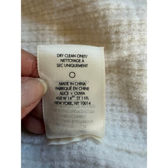 ALICE + OLIVIA Wool Blend Puff Sleeve Cropped Open Cardigan Jacket L - Picture 10 of 10